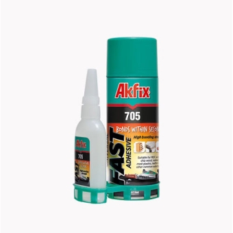 Клей двухкомпонентный Akfix 705 (маленький) Применяется для склеивания любых поверхностей. В комплекте клеящее вещество 25g Отвердитель (аэрозоль 100ml)
