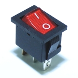 Клавишный переключатель ВКЛ-ВЫКЛ- 2 положения, 3 Pin, 16A 250V (красный, с подсветкой) KCD-3B