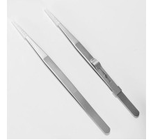 Пинцет стальной с зажимом с проточкой L-165 мм