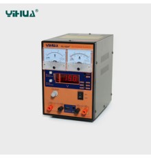 Блок питания Yihua 1502D+ Выходное напряжение: от 0 до 15В. выходной ток: до 2 А, индикация тока и напряжения два аналоговых стрелочных индикатора, LED-индикатор красного цвета для отображения значения напряжения, одновременная индикация величины напряжен