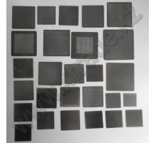 Набор из 27 универсальных BGA трафаретов прямого нагрева для реболлинга BGA выводов микросхем.  Комплект включает в себя 27 трафаретов с разными диаметрами отверстий под шары, шагом размещения отверстий, количеством отверстий и различными наружными размер