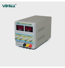 Блок питания Yihua 605D Прибор спокойно выдерживает обратную полярность напряжения на входе, короткое замыкание, заявленный выходной ток в 5 А держится во всем диапазоне напряжений. На передней панели расположились 4 поворотных регулятора для выставления