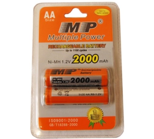 Батарейка аккумуляторная AA MULTIPLE POWER MP-2000, Ni-MH 1,2V, R6, 2000 мАч Батарейка аккумуляторная AA MULTIPLE POWER MP-2000, Ni-MH 1,2V, R6, 2000 мАч