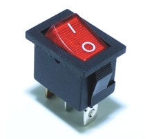 Клавишный переключатель ВКЛ-ВЫКЛ- 2 положения, 3 Pin, 16A 250V (красный, с подсветкой) KCD-3B