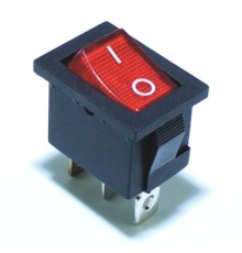 Клавишный переключатель ВКЛ-ВЫКЛ- 2 положения, 3 Pin, 16A 250V (красный, с подсветкой) KCD-3B