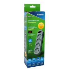 Сетевой фильтр Defender ES Lite (4 роз.), 1.8m, серый, box-45 99487