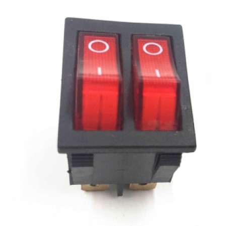 Клавишный переключатель ВКЛ-ВЫКЛ- 2*2 положения, 6 Pin, 16A 125V AC T125/16A 250V AC T125/16(4)A 250V AC T85 (красный, с подсветкой) KCD3-606