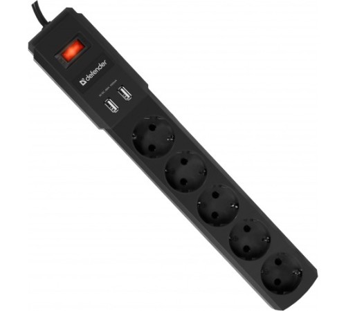 Сетевой фильтр Defender DFS-453 (5 роз.), 3.0m, 2 USB-порта, box-30 99043 Сетевой фильтр Defender DFS-453 (5 роз.), 3.0m, 2 USB-порта, box-30 99043