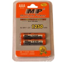 Батарейка аккумуляторная AAA MULTIPLE POWER MP-1250, Ni-MH 1,2V, R3, 1250 мАч