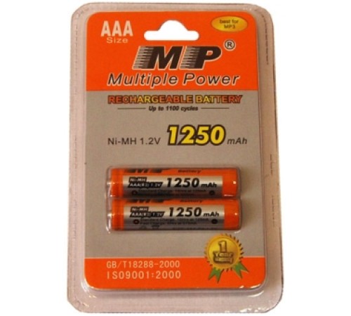 Батарейка аккумуляторная AAA MULTIPLE POWER MP-1250, Ni-MH 1,2V, R3, 1250 мАч Батарейка аккумуляторная AAA MULTIPLE POWER MP-1250, Ni-MH 1,2V, R3, 1250 мАч