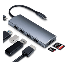 Переходник  USB 3.1TYPE-C - HDMI + USB * 2 + RJ45 + Аудио + USB-C + PD (cu465)