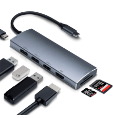 Переходник  USB 3.1TYPE-C - HDMI + USB * 2 + RJ45 + Аудио + USB-C + PD (cu465)