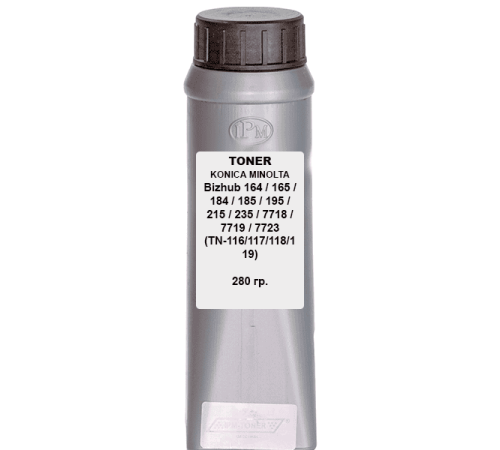 Тонер для KONICA MINOLTA Bizhub 164 / 165 / 184 / 185 / 195 / 215 / 235 / 7718 / 7719 / 7723 (TN-116/117/118/119) 280гр. IPM