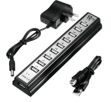 Хаб-USB 2,0 разветвитель  на 10 портов с активной зарядкой 220V