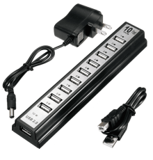 Хаб-USB 2,0 разветвитель  на 10 портов с активной зарядкой 220V