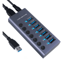 Хаб-USB 3,0 с 7 портами для подключения к компьютеру с функцией зарядки (Блок питания на 12 В), c поддержкой Mac OS и Android