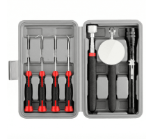 Набор магнитных щупов с телескопическим зеркалом и светодиодной лампой и крючками  для снятия уплотнителей  7 предметов